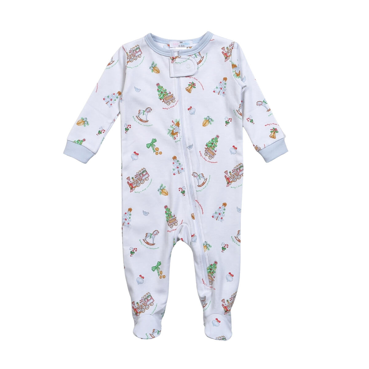 Baby Loren Baby's First Christmas Pima Zipper Footie Boy