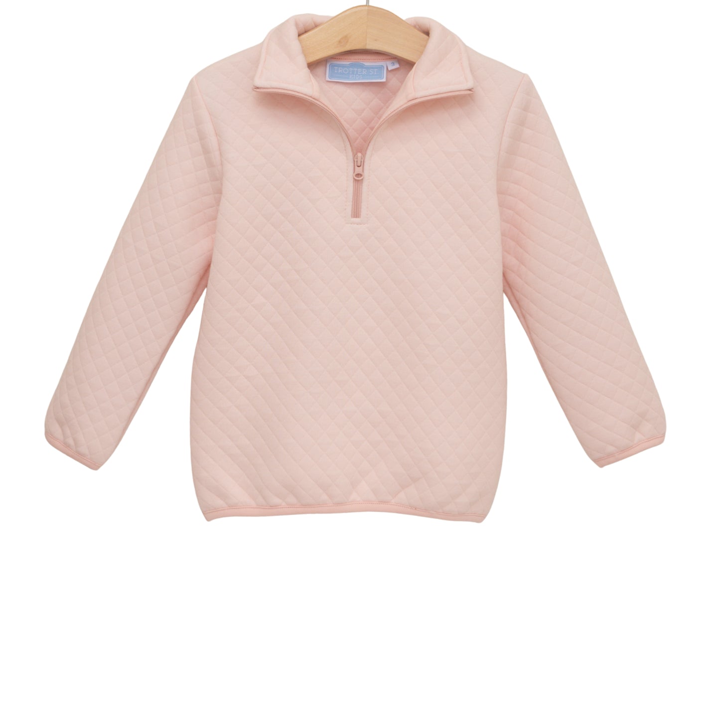 Trotter Street Kids 1/4 Zip Quilted Pullover - Light Pink