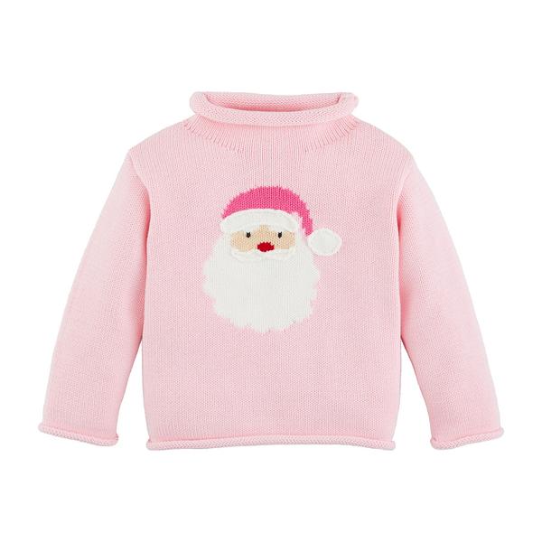 Mudpie Pink Rollneck Santa Sweater
