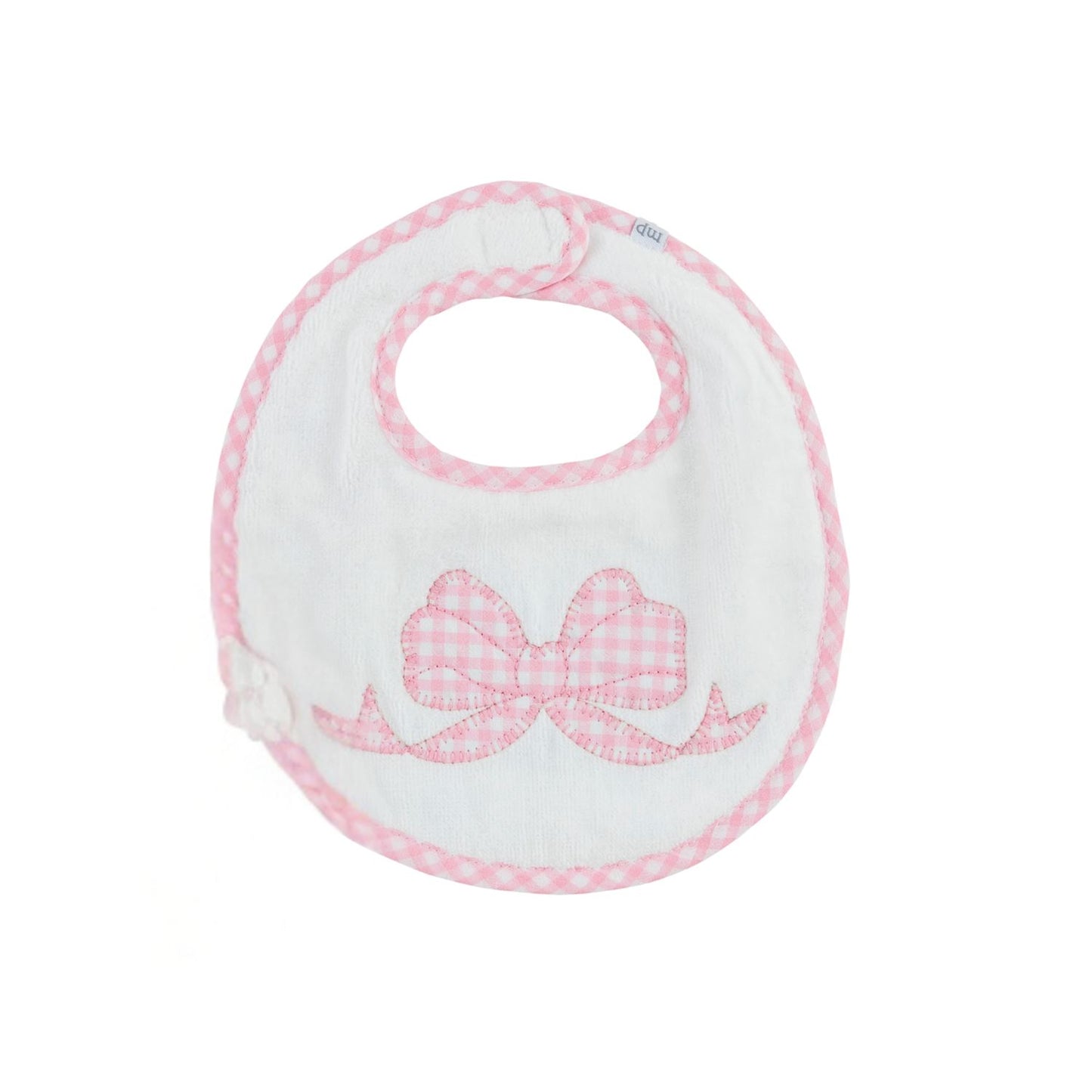 Mudpie Pink Gingham Bow Bib
