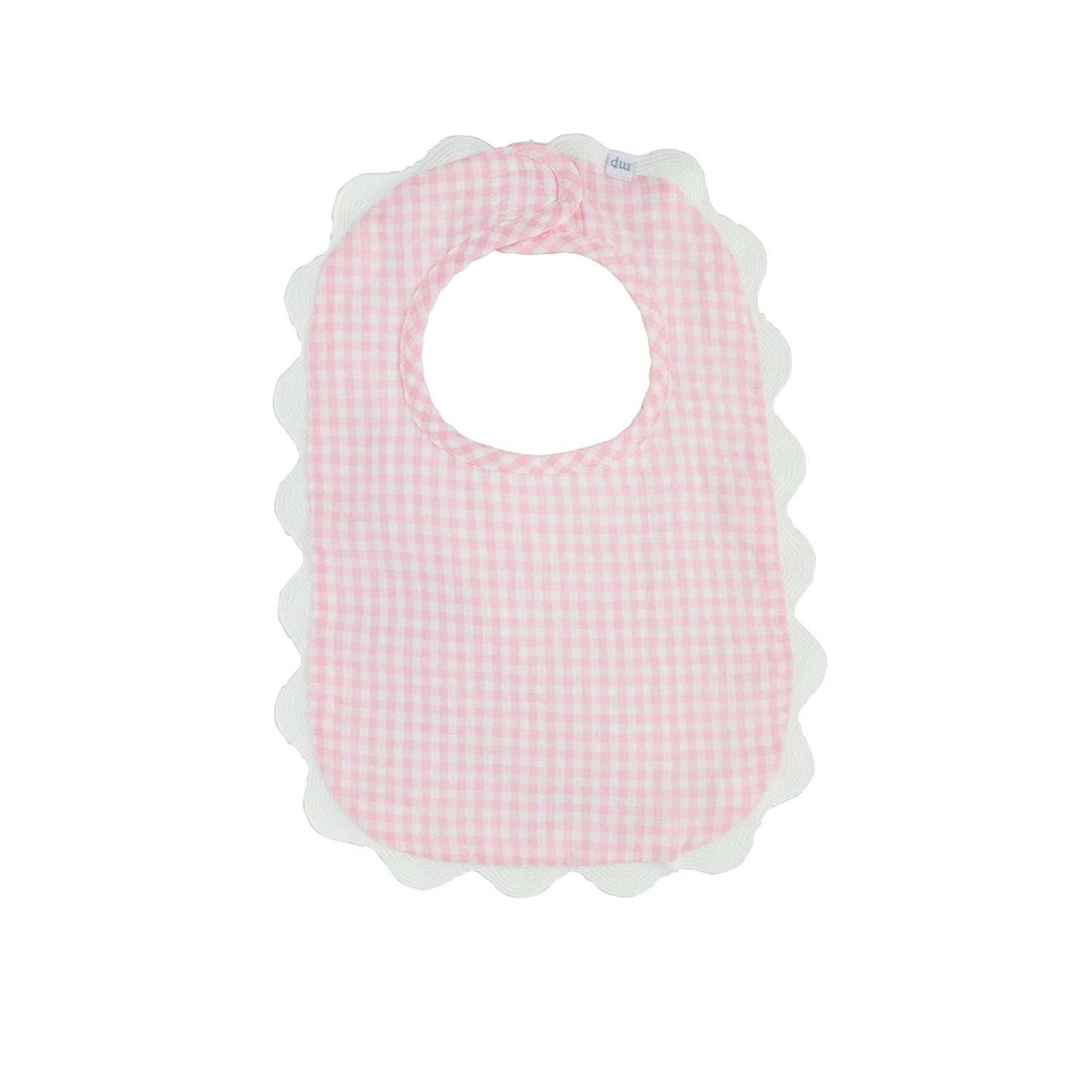 Mudpie Pink Gingham Scallop Bib