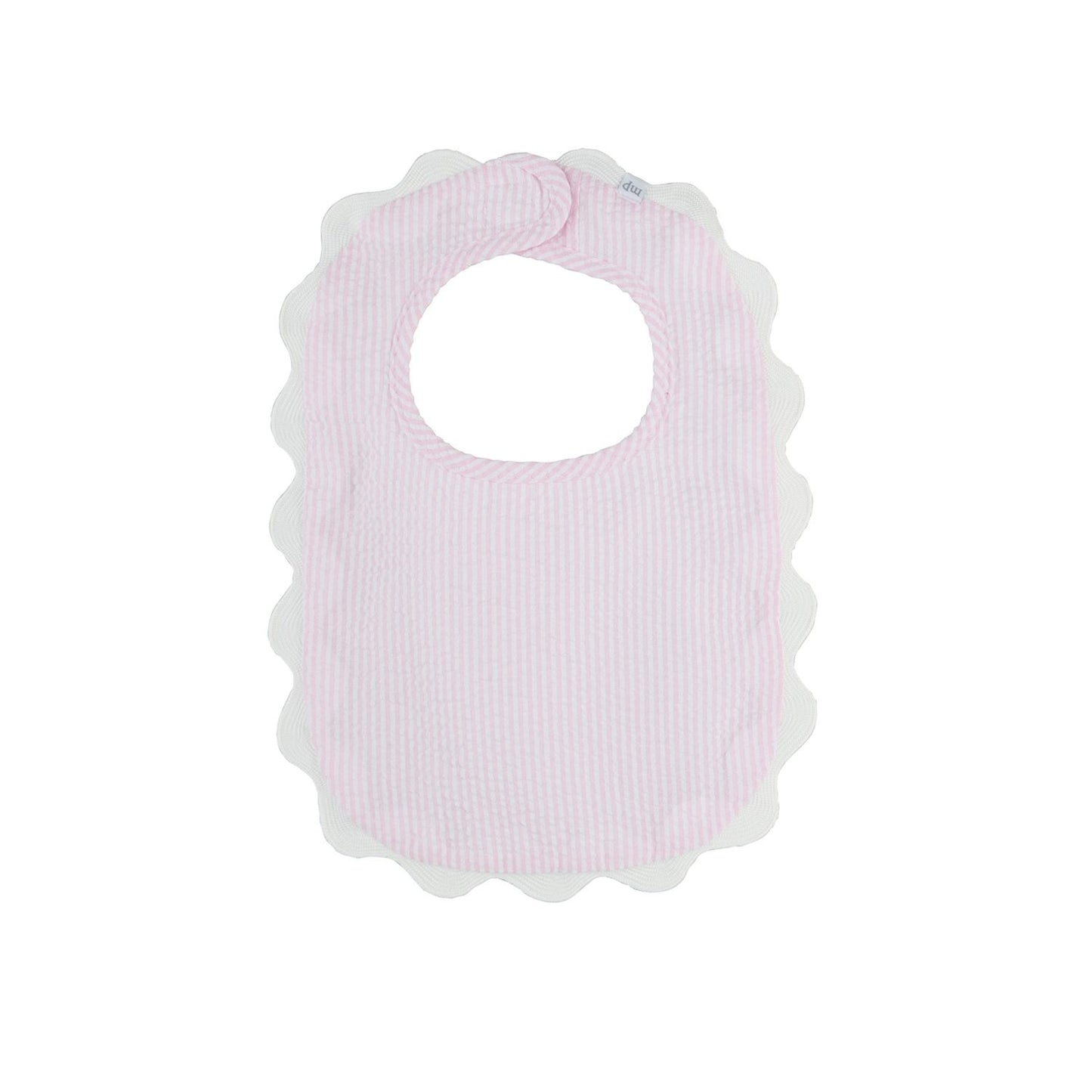 Mudpie Pink Seersucker Scallop Bib