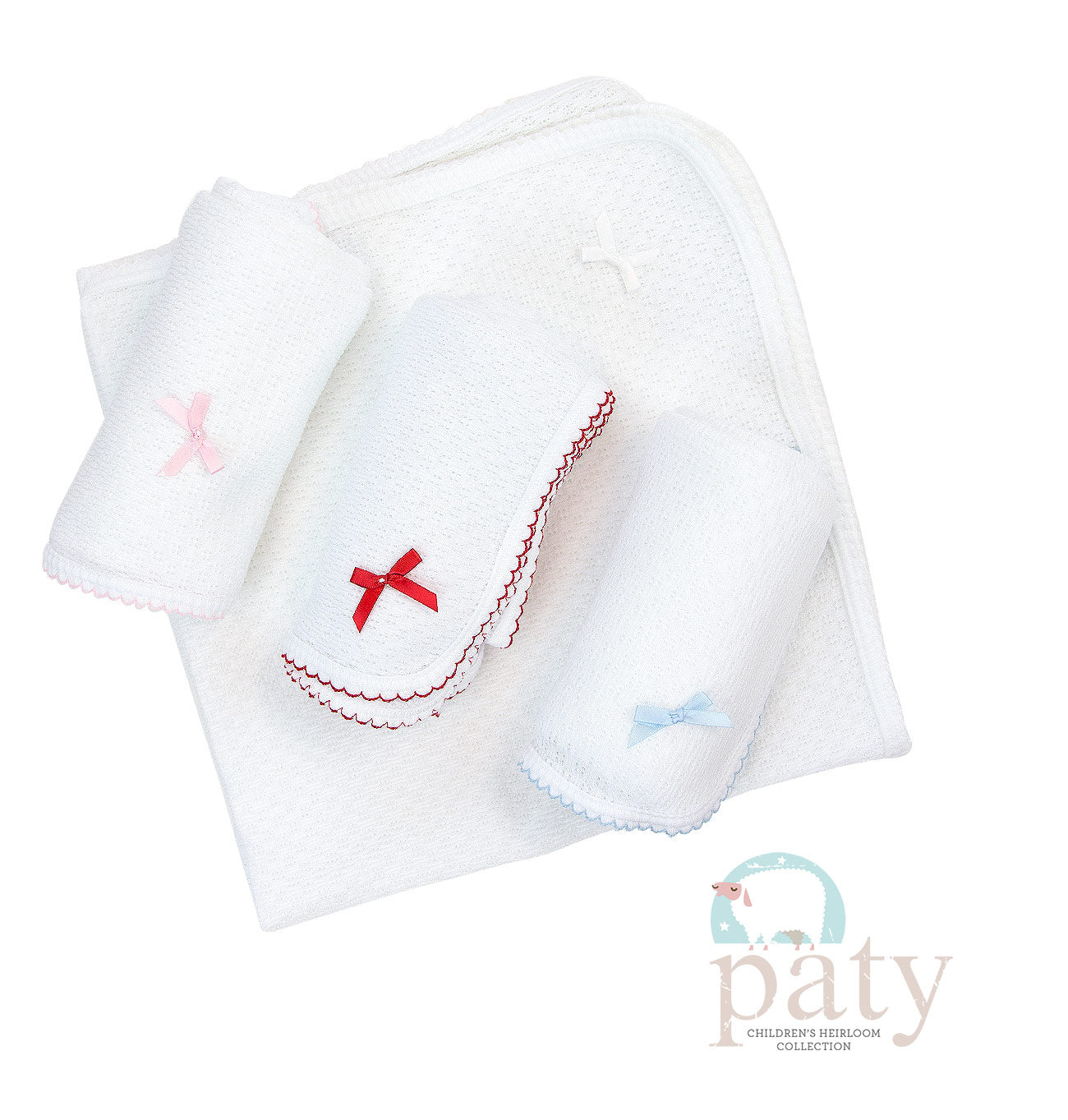 Paty Inc Receiving Blanket W/Bow Multiple Colors