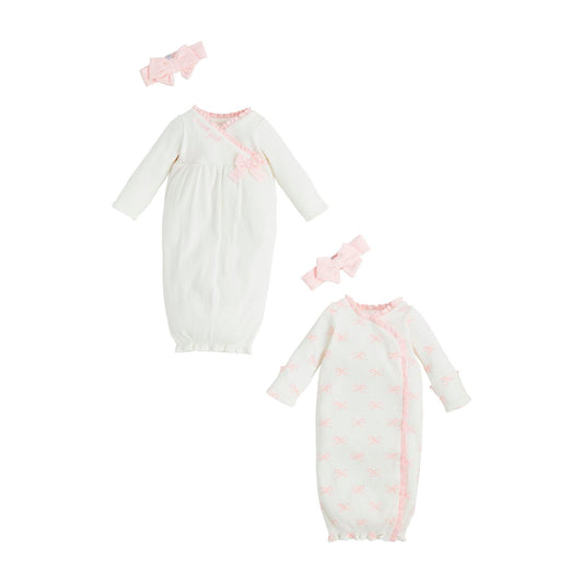 Mudpie Bow Print Gown - Newborn