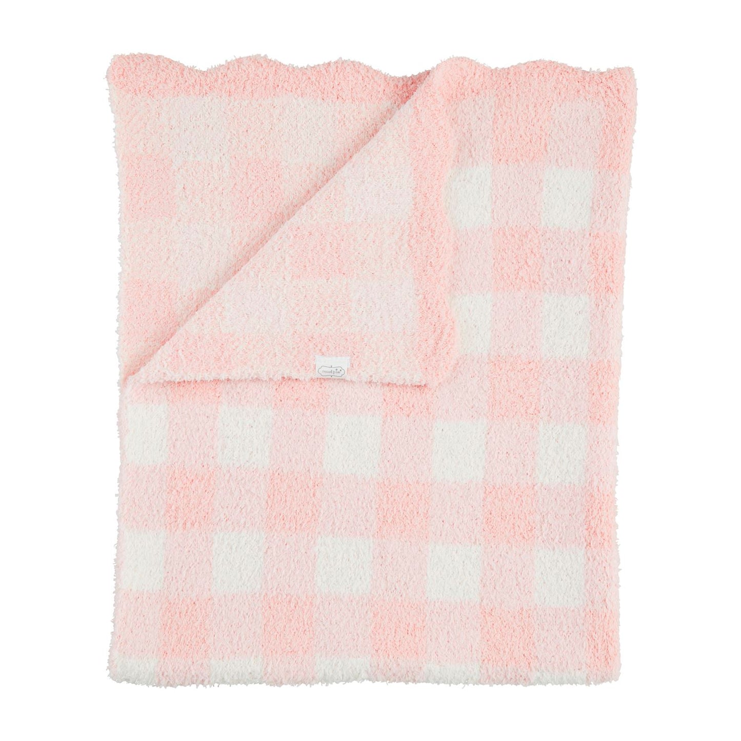Mudpie Pink Gingham Chenille Blanket
