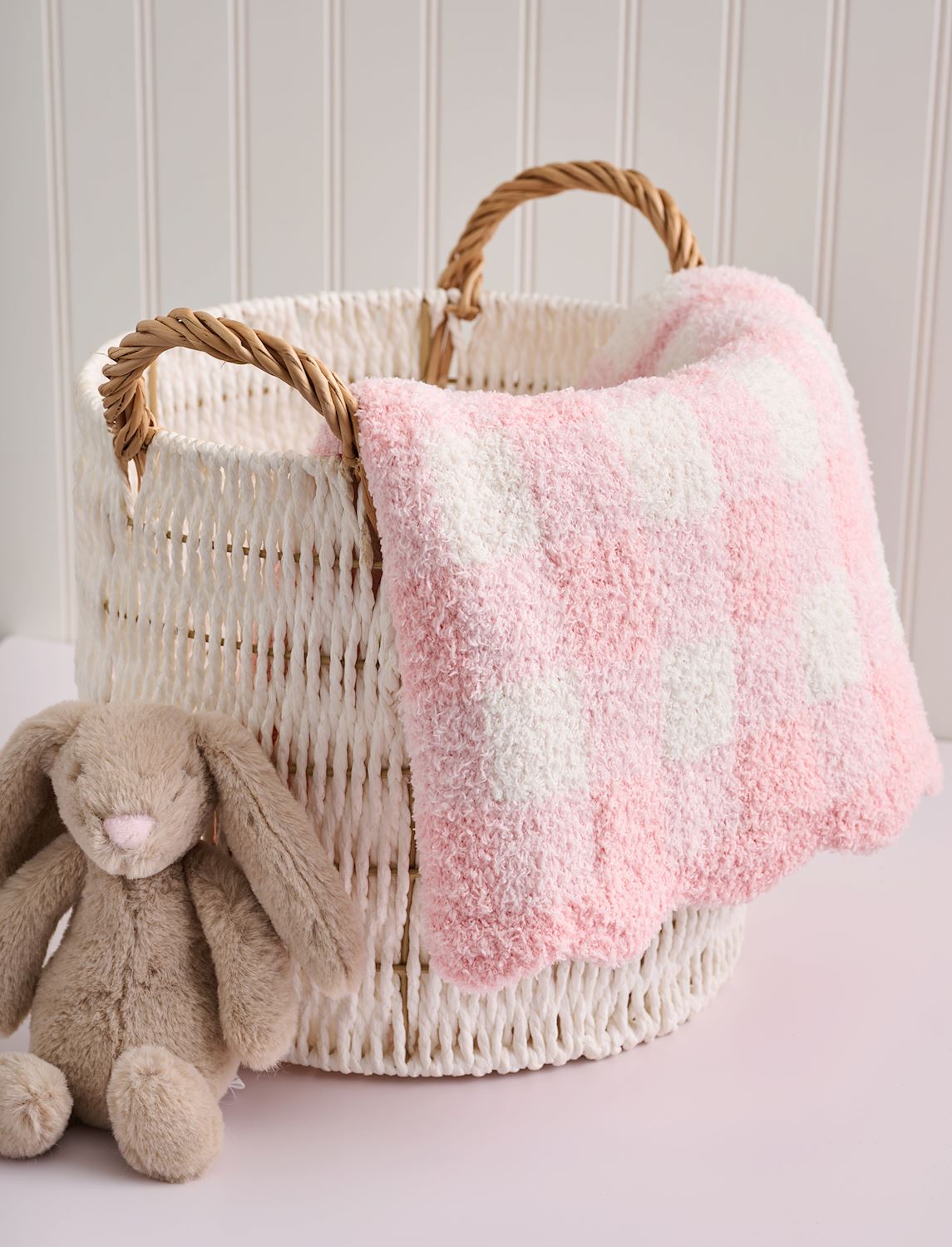 Mudpie Pink Gingham Chenille Blanket