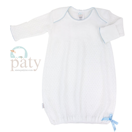 Paty Inc Lap Shoulder Day Gown White/Pink and White/Blue - NB