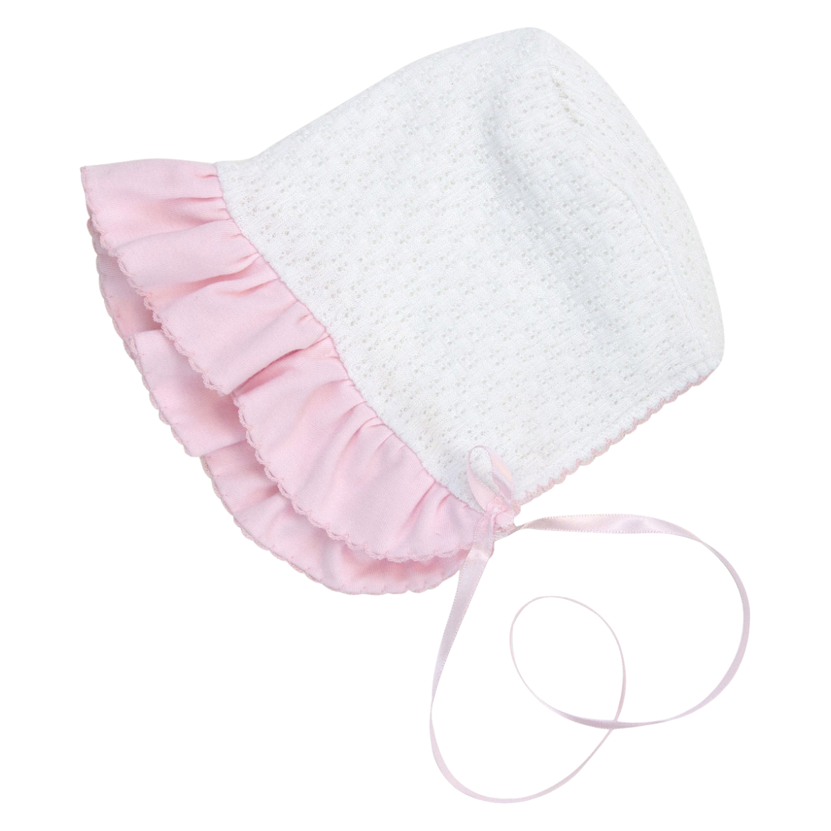 Paty Inc Bonnet with Ribbon, Pima Trim - Pink