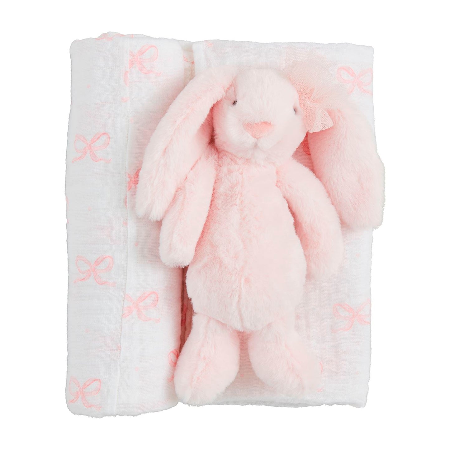 Mudpie Bow Bunny Swaddle and Rattle