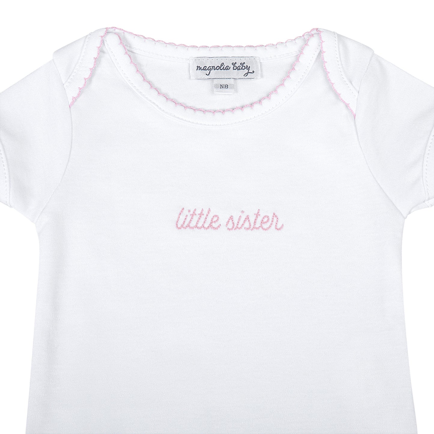 Magnolia Baby Little Sister Embroidered Bodysuit
