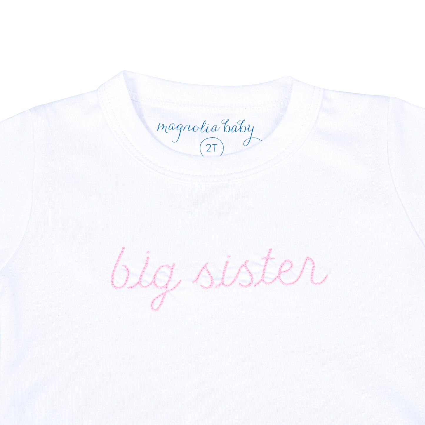 Magnolia Baby Big Sister Pink Embroidered Long Pajamas