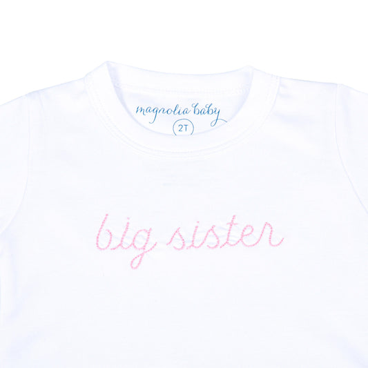 Magnolia Baby Big Sister Pink Embroidered Long Pajamas