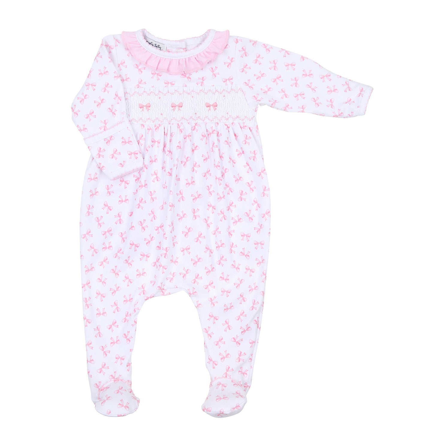 Magnolia Baby - Baby Bows Smocked Ruffle Footie