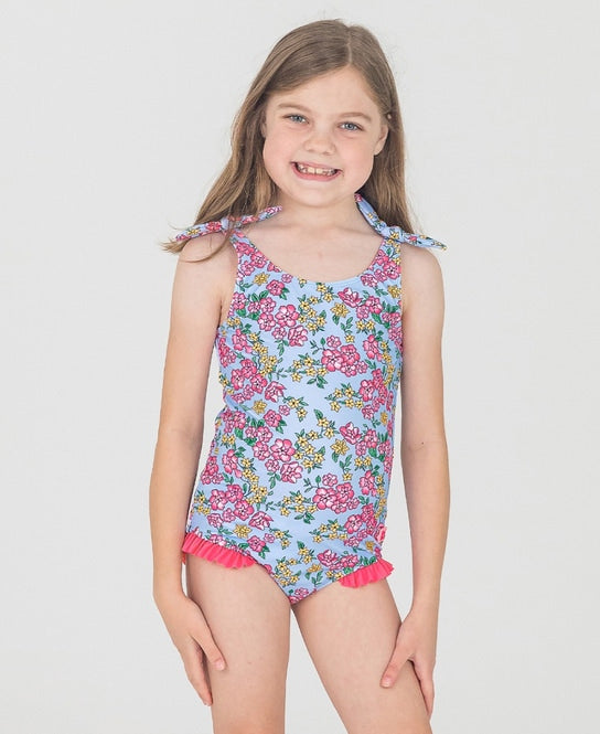 Ruffle Butts Cheerful Blossoms Tie Shoulder One-Piece