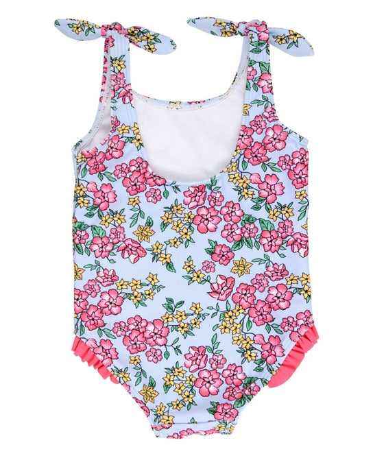 Ruffle Butts Cheerful Blossoms Tie Shoulder One-Piece