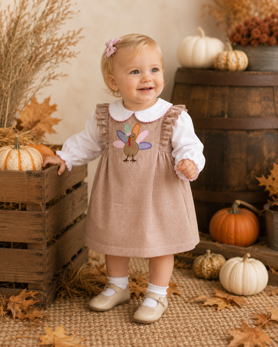 Petit Ami Jumper Dress with Turkey Applique