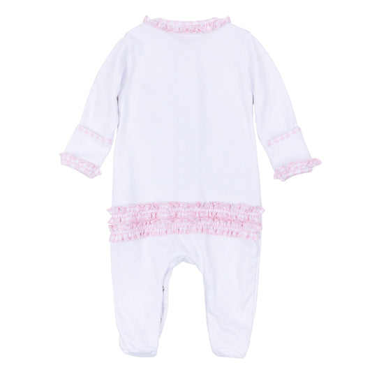Magnolia Baby Sweet St.Nick Babys First Christmas Ruffle Footie - Pink