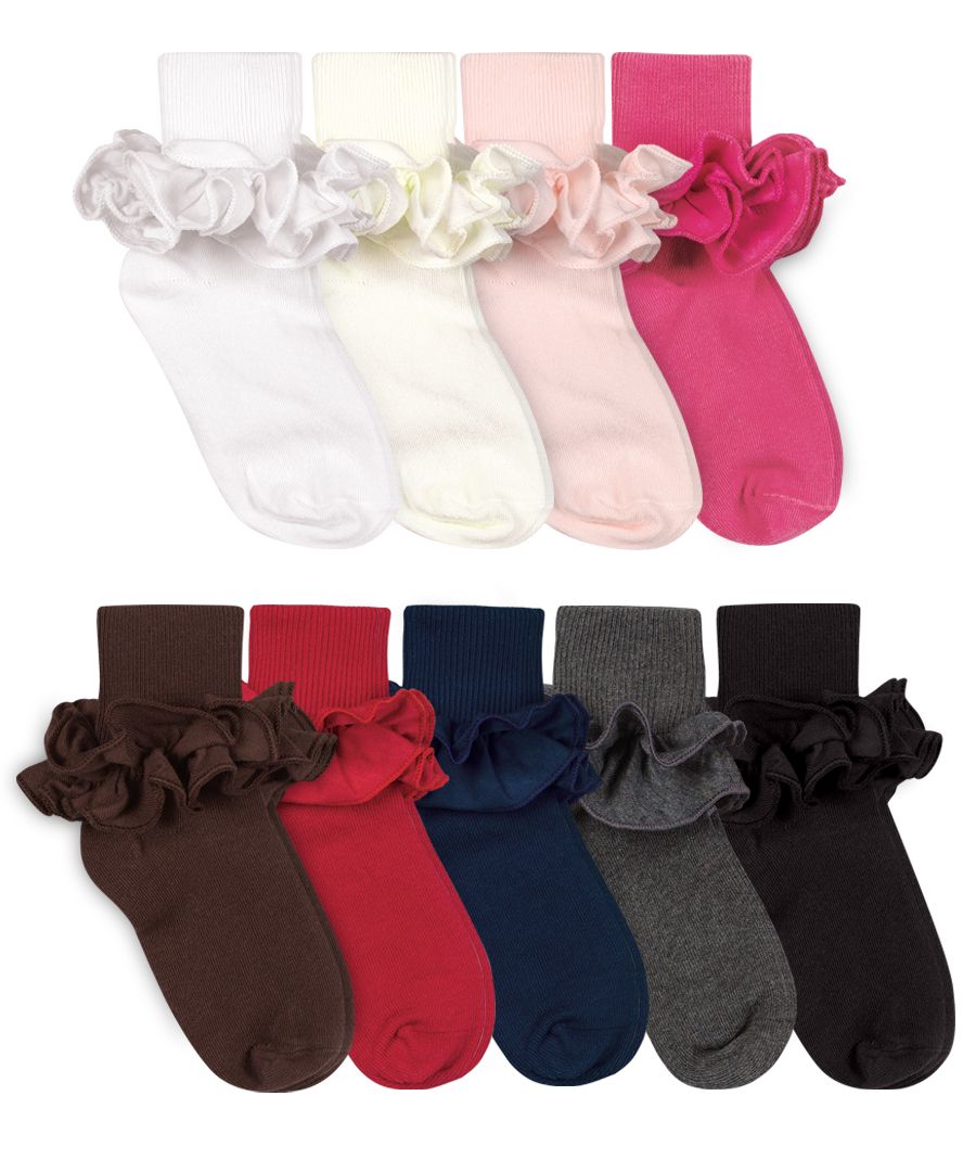 Jefferies Socks Misty Ruffle Lace Turn Cuff Socks 1 Pair