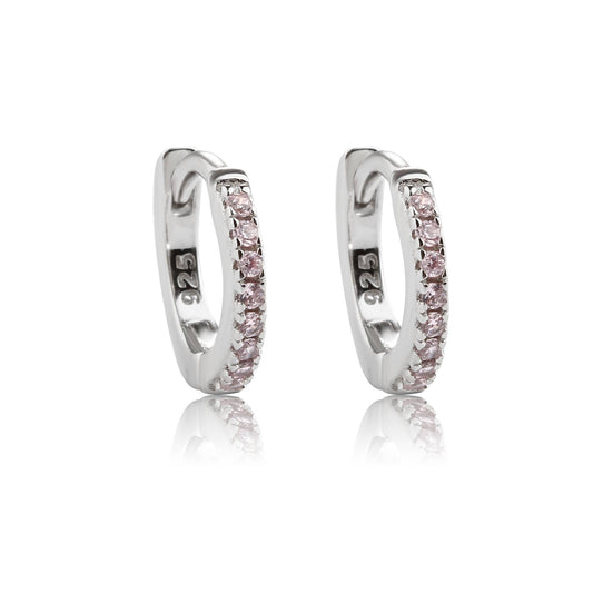 Cherished Moments - Sterling Silver Huggie CZ Hoop Earrings for Babies and Kids