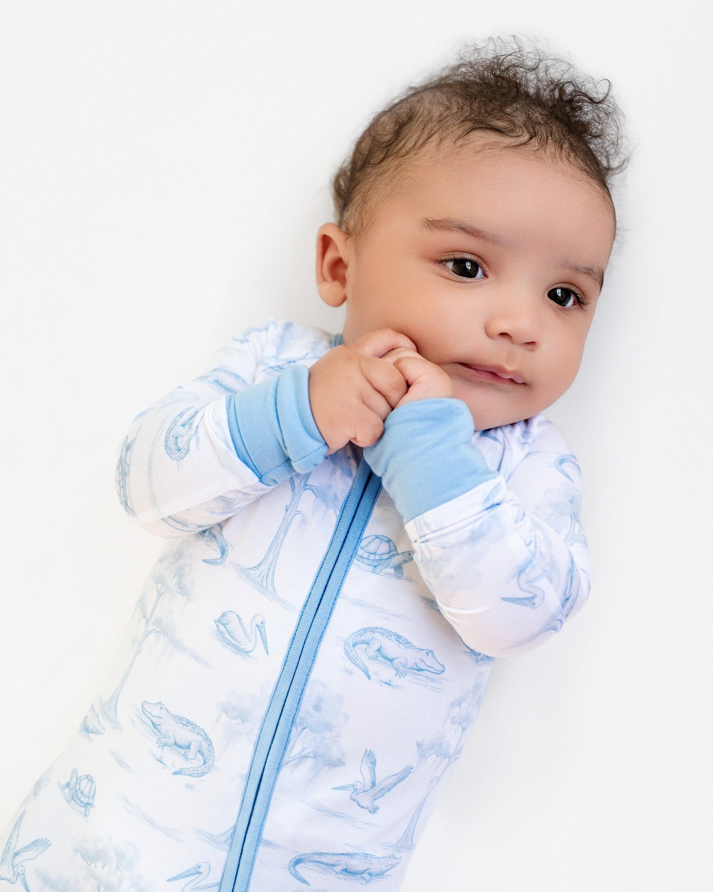PEARLS AND PELICANS Blue Bayou Toile Zip-Up