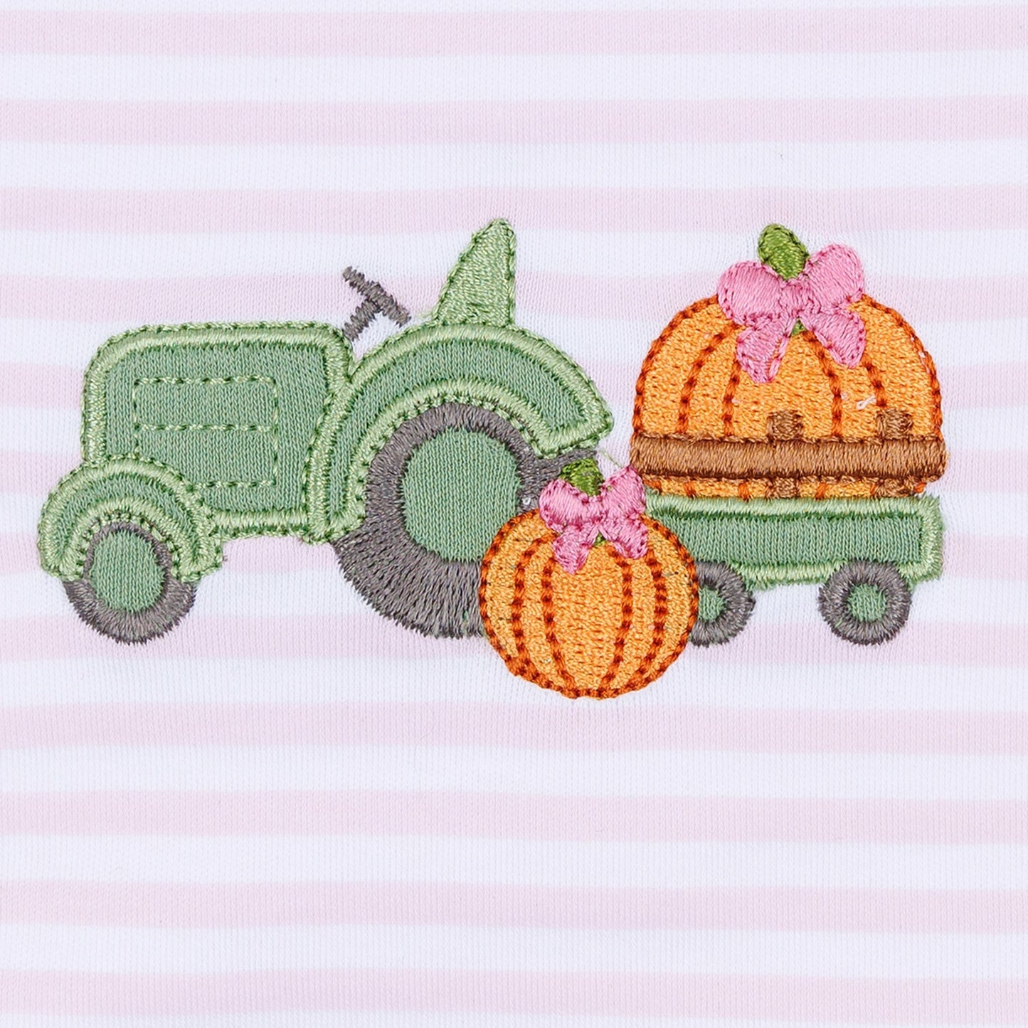 Magnolia Baby Pumpkin Tractor Applique Ruffle Bubble - Pink