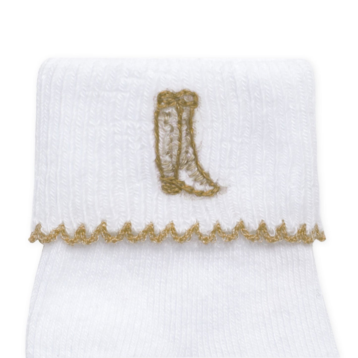 Magnolia Baby Darling Cowboy Boots Diaper Cover Set with Socks - Ivory
