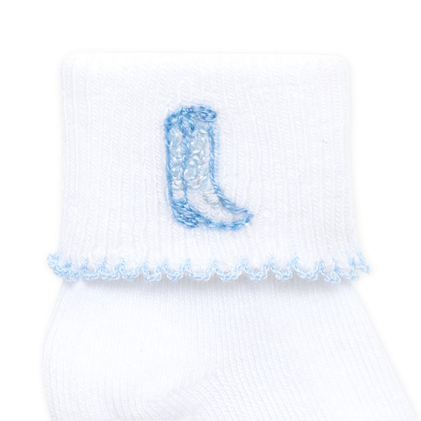 Magnolia Baby Darling Cowboy Boots Diaper Cover Set with Socks - Light Blue