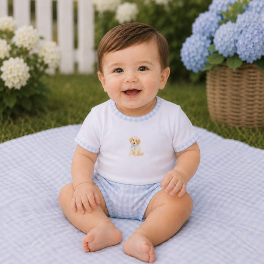Sweet Golden Diaper Cover Set with Socks - Light Blue