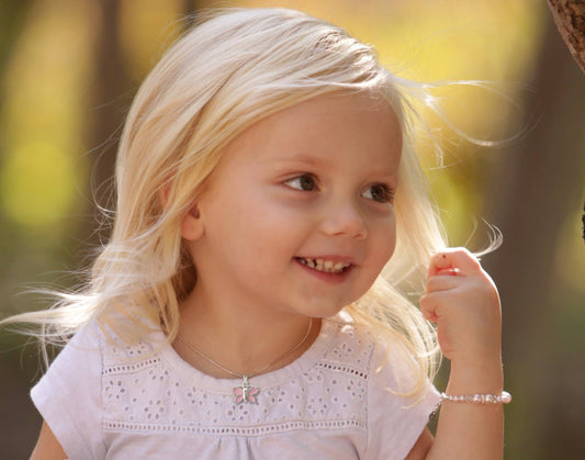 Girls Sterling Silver Pink Pearl Baby & Children's Bracelet: Small 0-12m