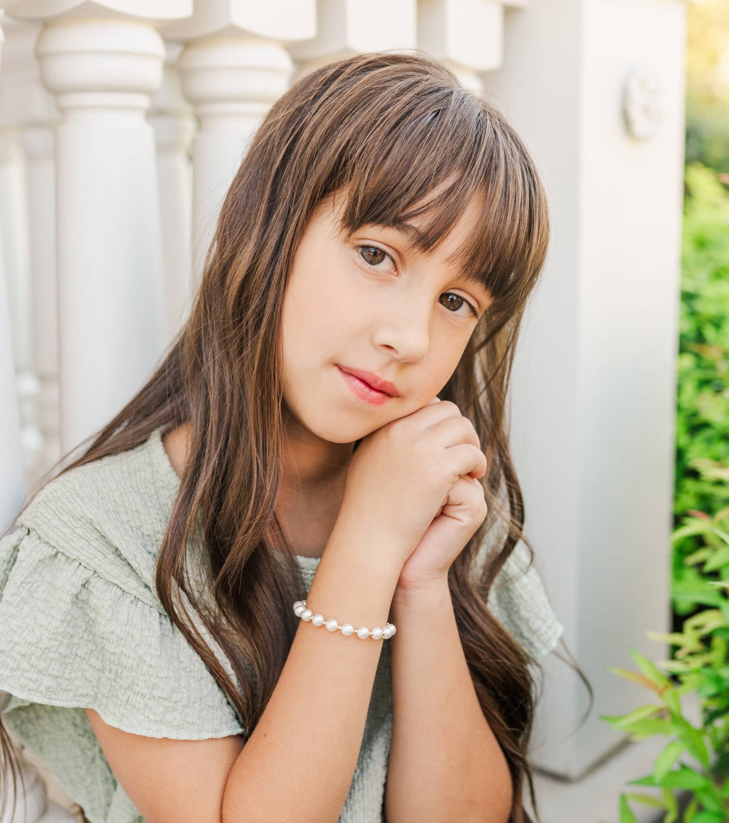Cherished Moments - Little Girls 14K Gold-Plated Chunky Pearl Bracelet for Kids