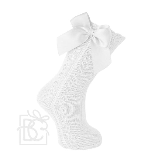 Carlomagno - Scottish Yarn Openwork Bow Kneehigh Socks