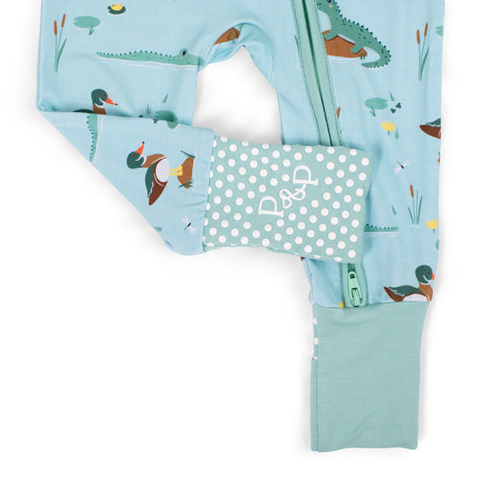 Pearls and Pelicans Bayou Buddies Zip-Up Footie