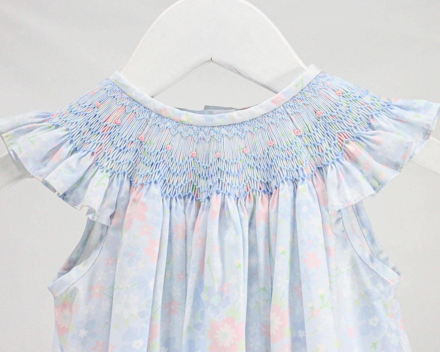 Baby Blessings Clothing - Light Blue Garden Print Gia Bubble