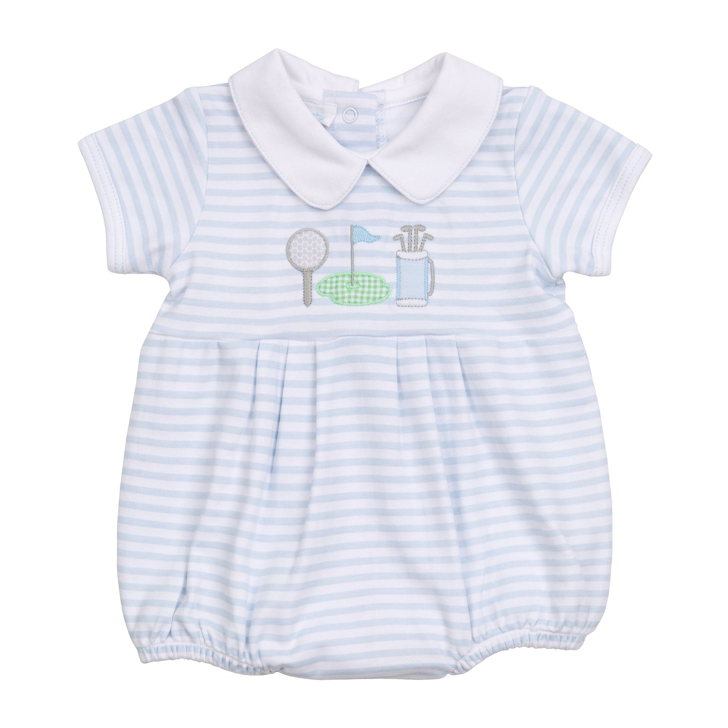 Magnolia Baby Putting Green Applique Collared Boy Bubble