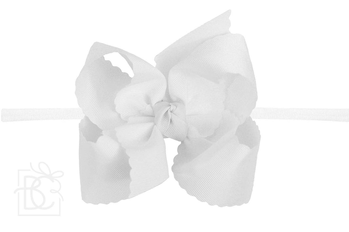 Beyond Creations, LLC - 5.5" SCALLOPED EDGE BOW 1/4" PANTYHOSE HEADBAND W/
