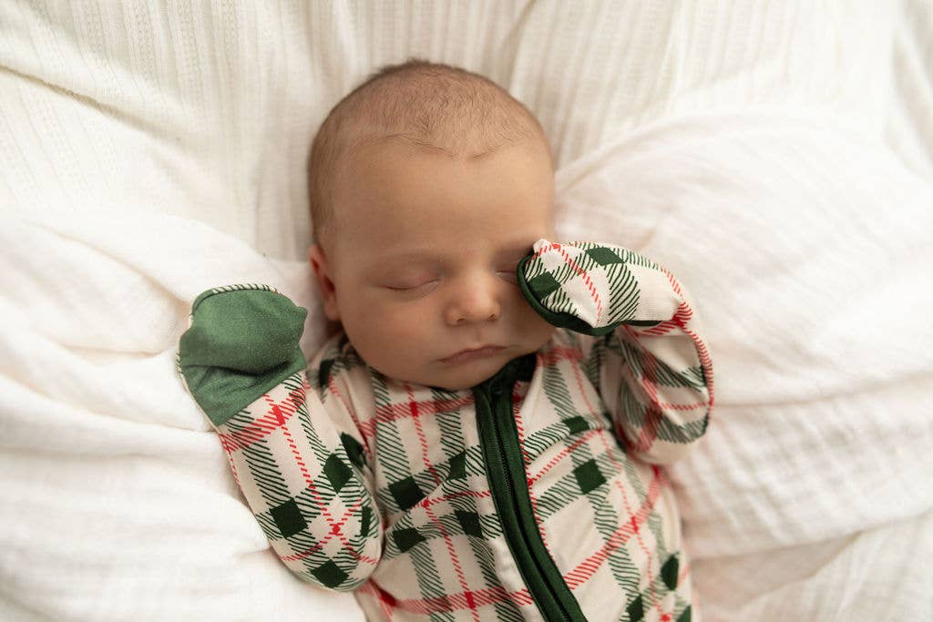 Dolly Lana Bamboo Baby Zip Sleeper - Green Christmas Plaid