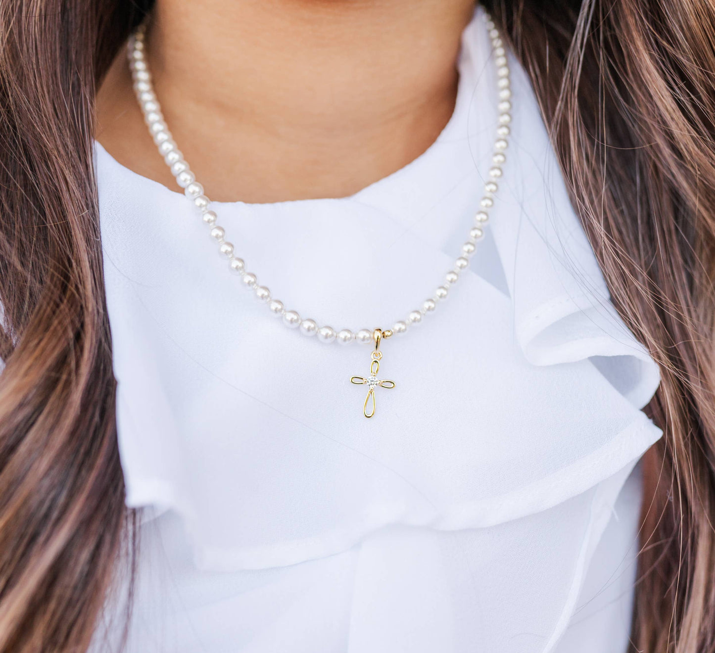 Cherished Moments - Girls 14K Gold Plated First Communion Kids Cross Necklace