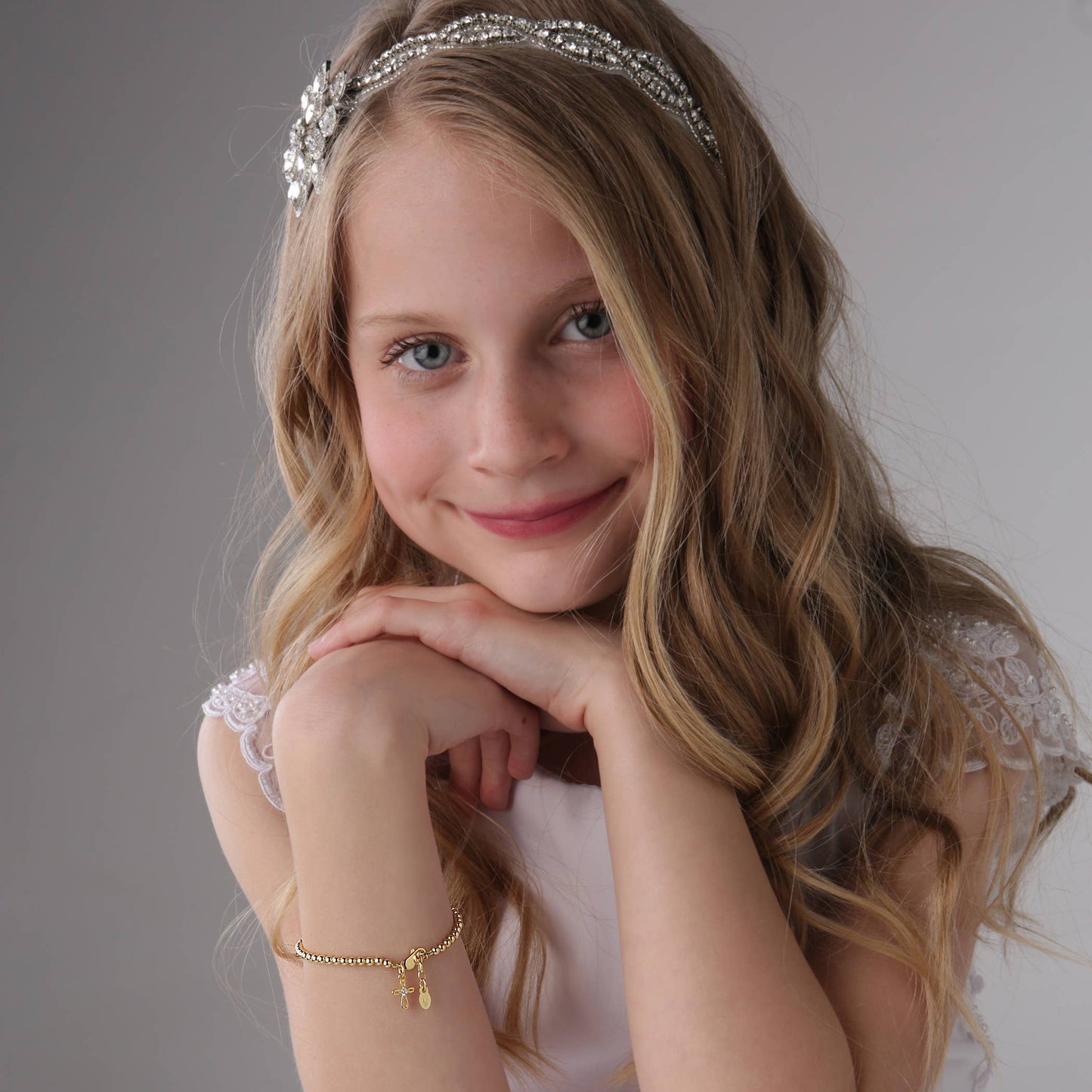 Cherished Moments - Kids 14K Gold-Plated Cross Bracelet Baby Girl Baptism Gift