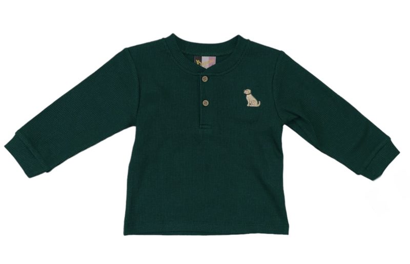 Banana Split Waffle Knit Dog-Hunter Green with Lab Dog Applique