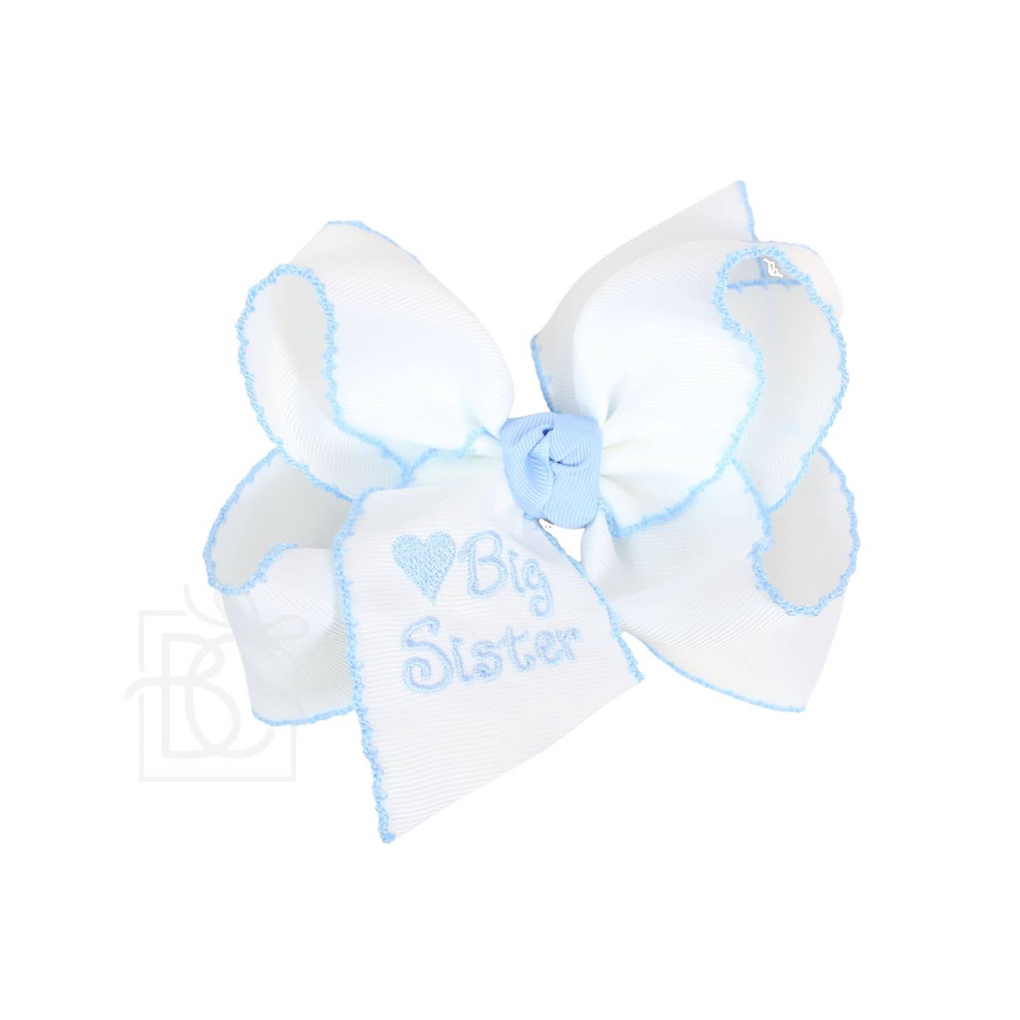 Beyond Creations -Big Sister Bow with Crochet Trim on Clip (Color Options)