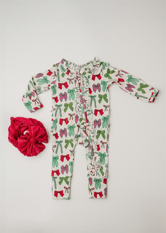 Rockin Royalty Holly Jolly Bows Footie