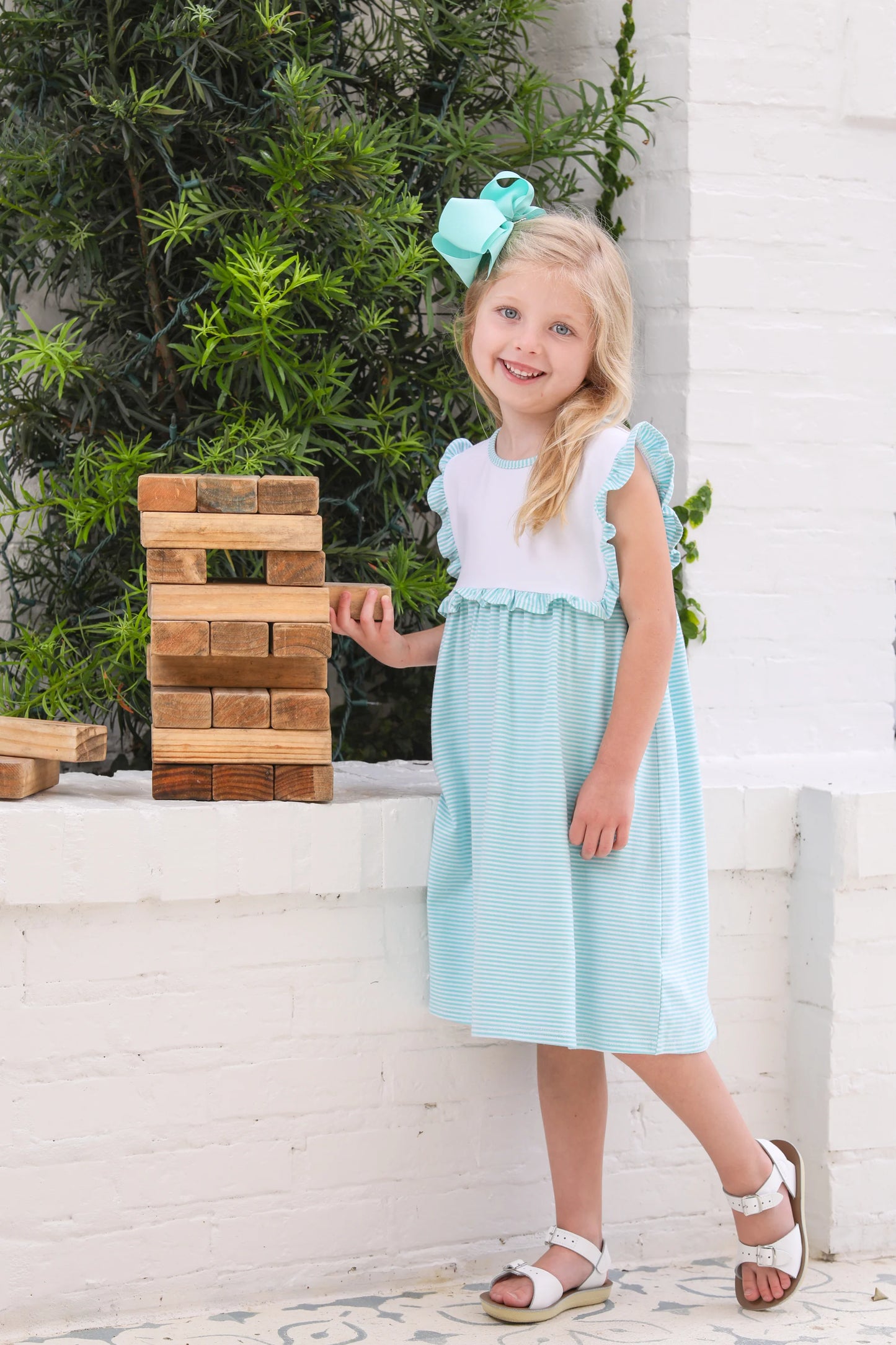 Trotter Street Kids Alice Dress - Mint Stripe