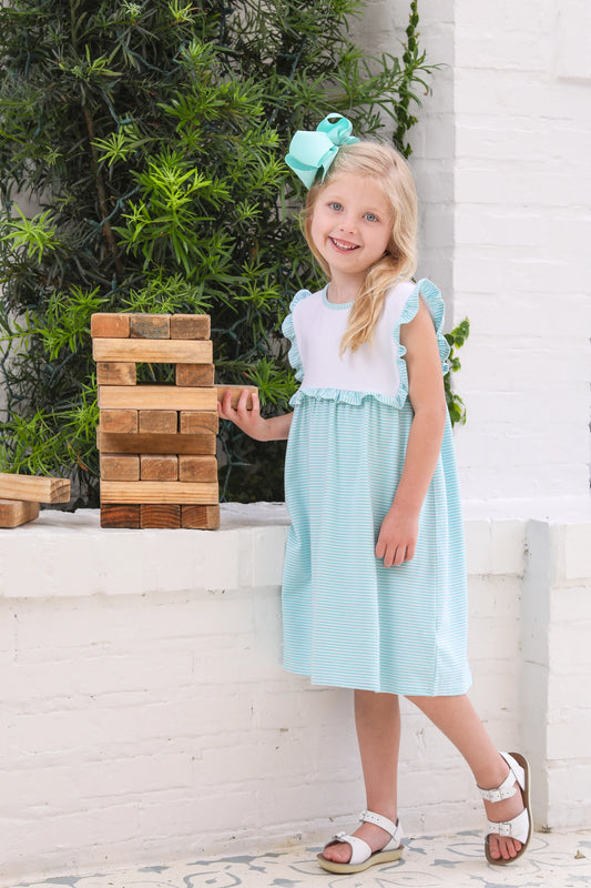 Trotter Street Kids Alice Dress - Mint Stripe