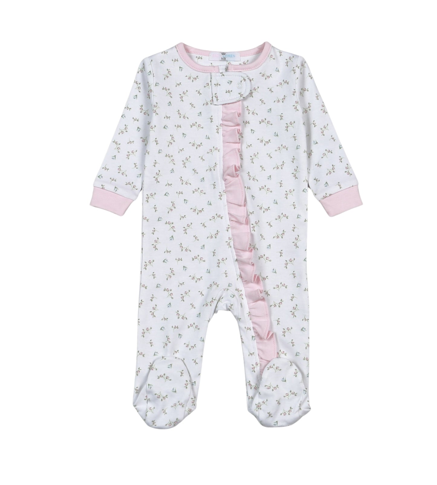Baby Loren Bella Pink Floral Pima Zipper Footie