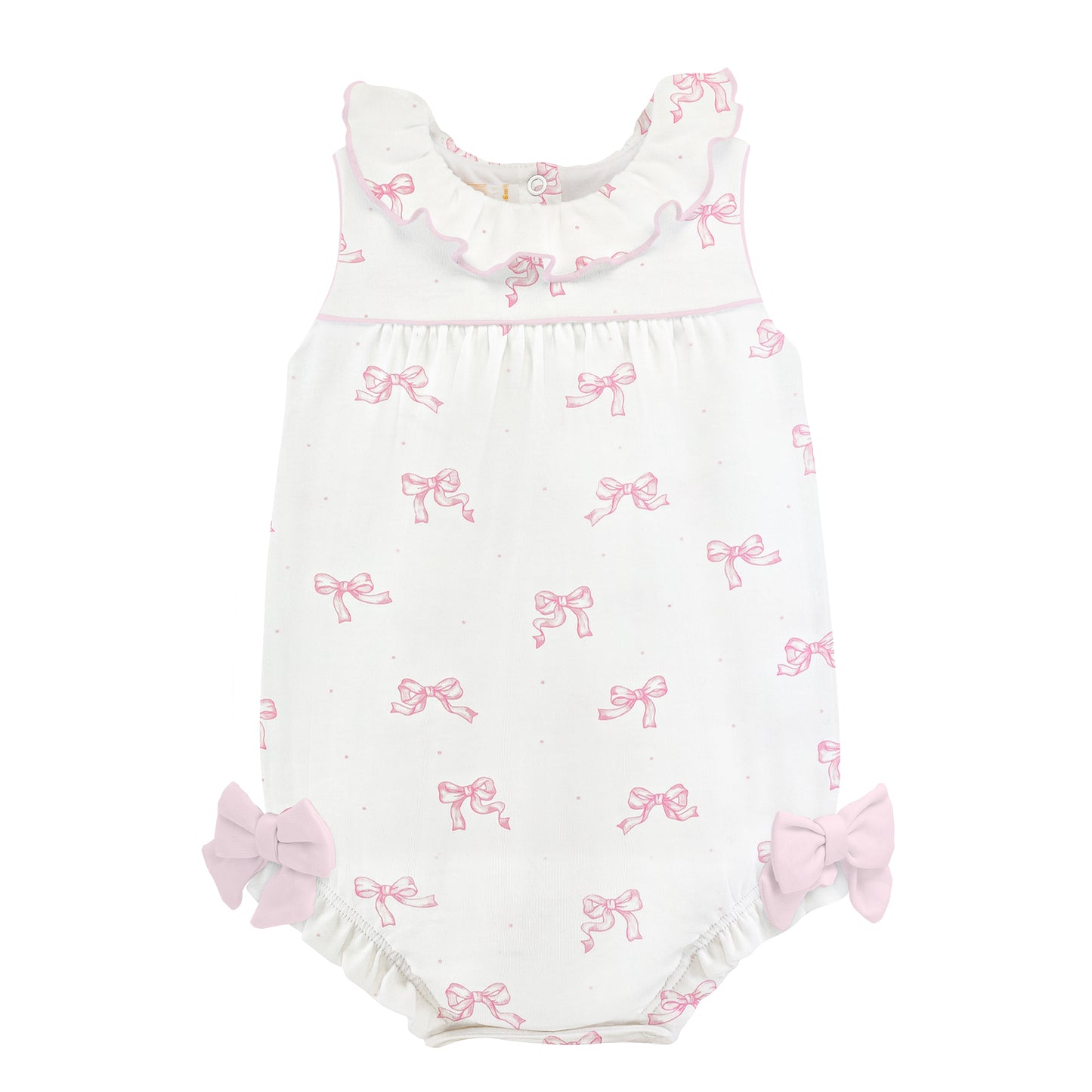 Baby Club Chic Pretty Bows Pink Printed Bubble w/Collar and Bows