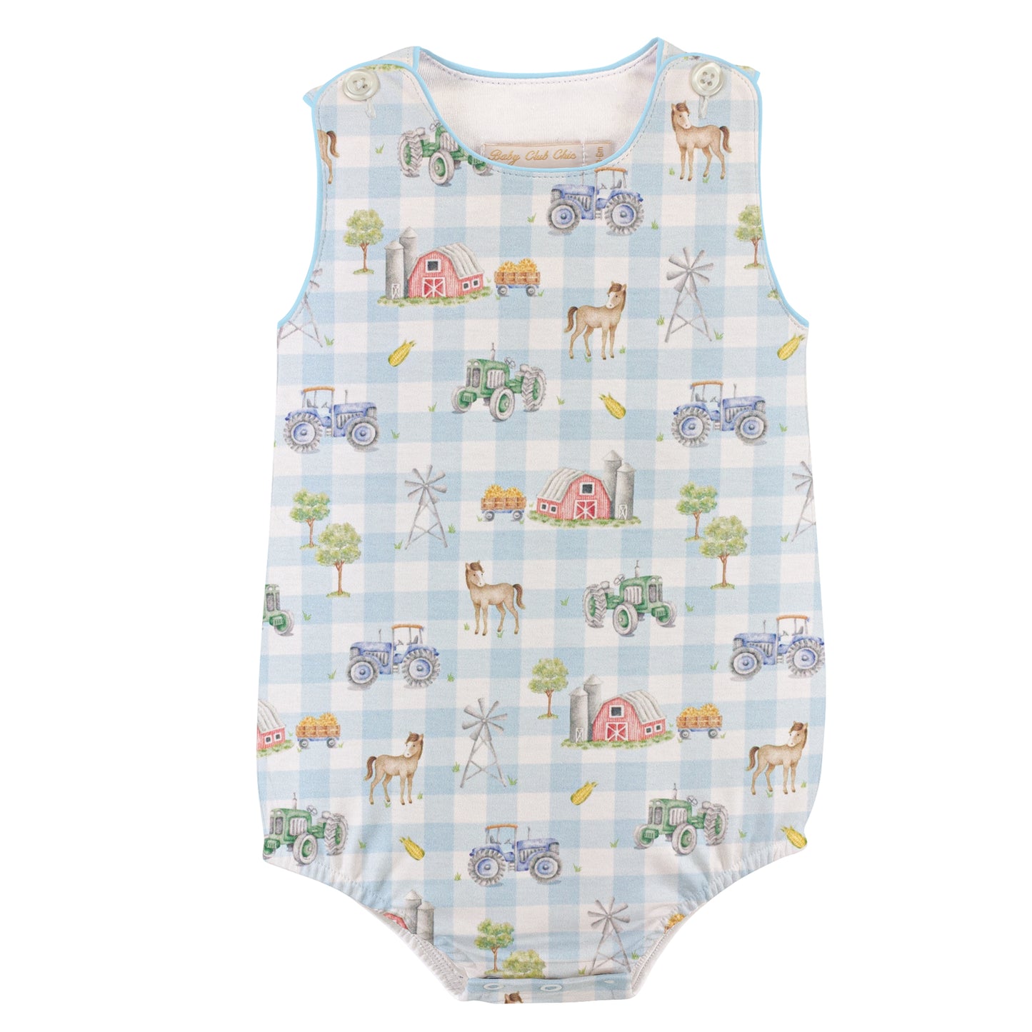 Baby Club Chic Tiny Barnyard Bubble with Piping