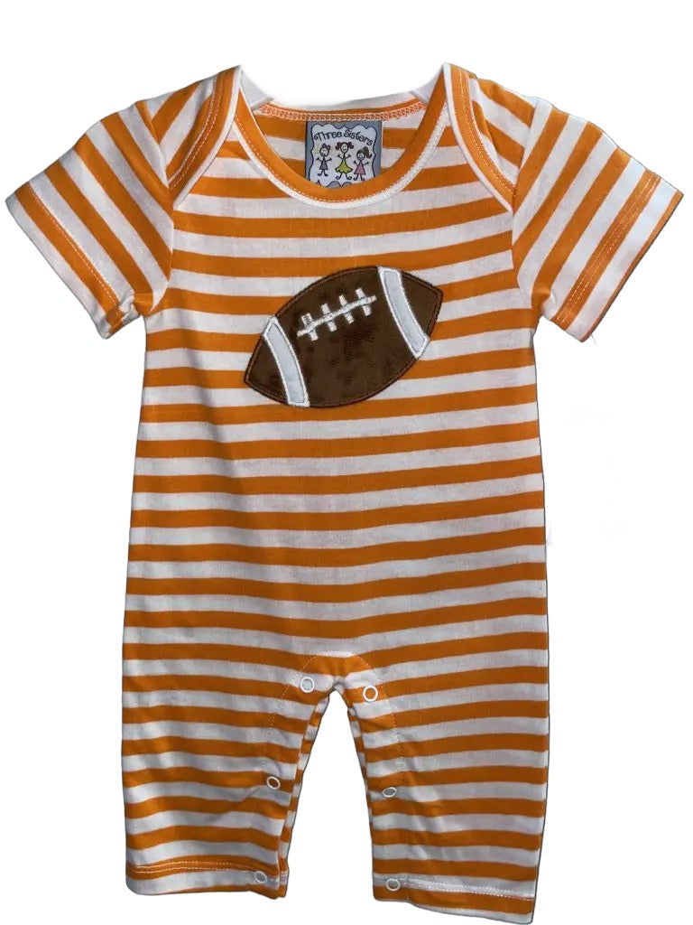 Three Sisters Orange Football Appliqué Boys Romper