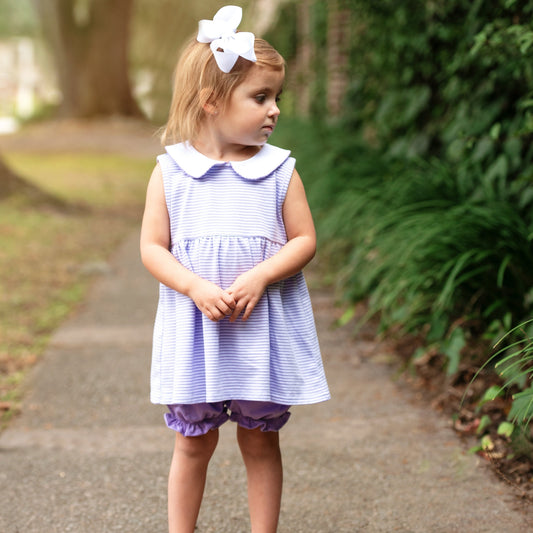 Smock Candy Charlotte Sleeveless Bloomer Set - Lavender Stripe
