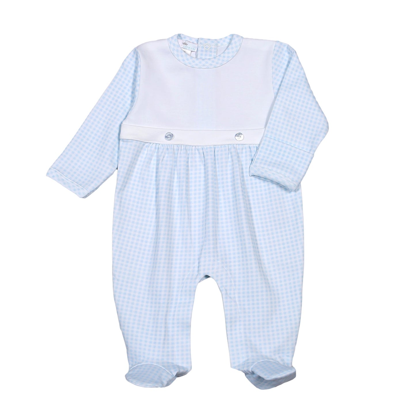 Baby Loren Peter Blue Gingham Pima Footie