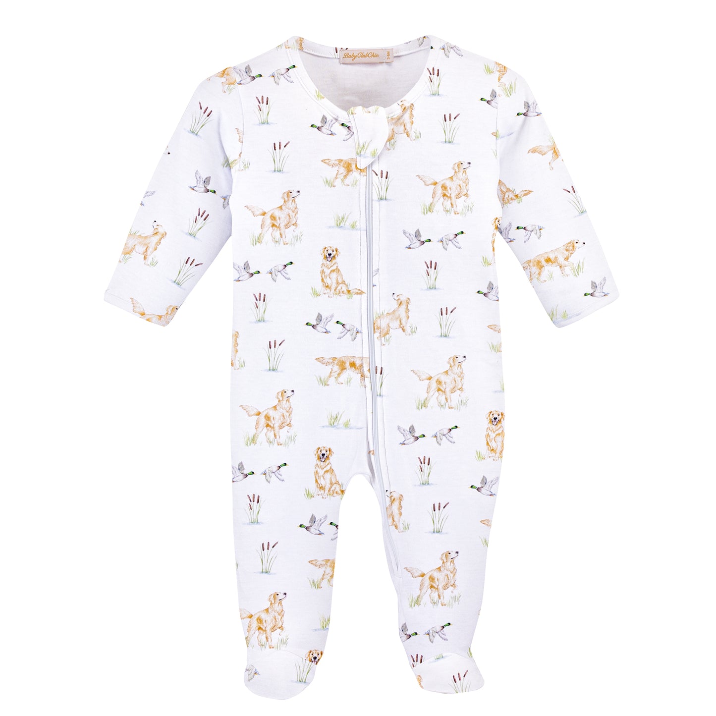 Baby Club Chic Goldens and Mallards Pima Zipped Footie